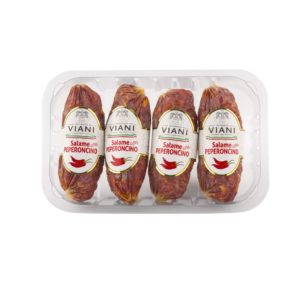 SALAME WITH PEPERONCINO 150g x 4pcs vaschetta atp 600g Approx VIANI