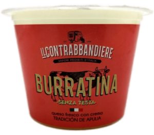 Descubre el queso Burrata de "il contrabbandiere" de Apulia, Italia: fresco, cremoso y versátil. Agrega un toque gourmet a tus platos con la Burrata!